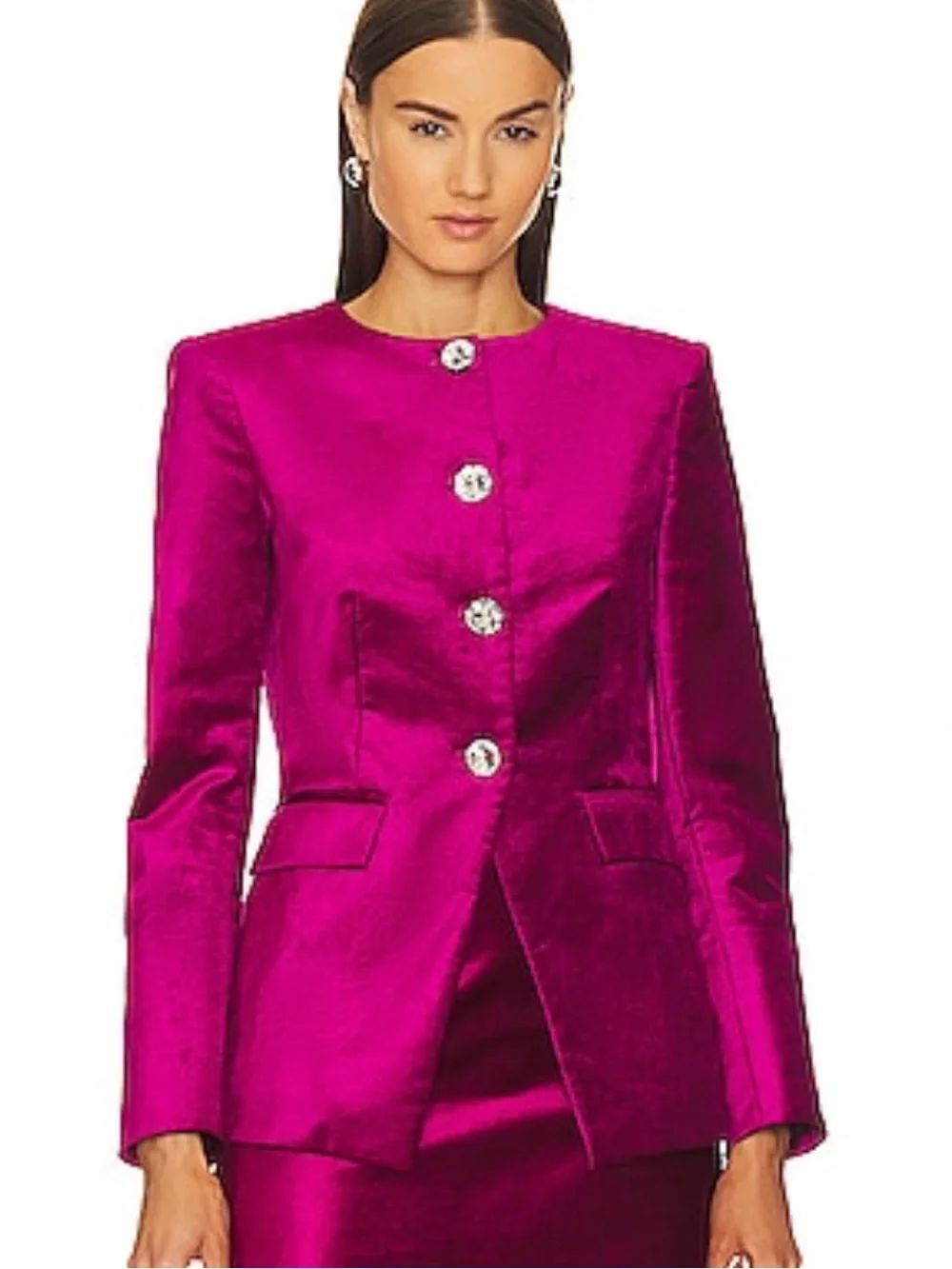 New Veronica Beard Cencia Cotton-blend Velvet Jacket Fuchsia Size 4 Revolve